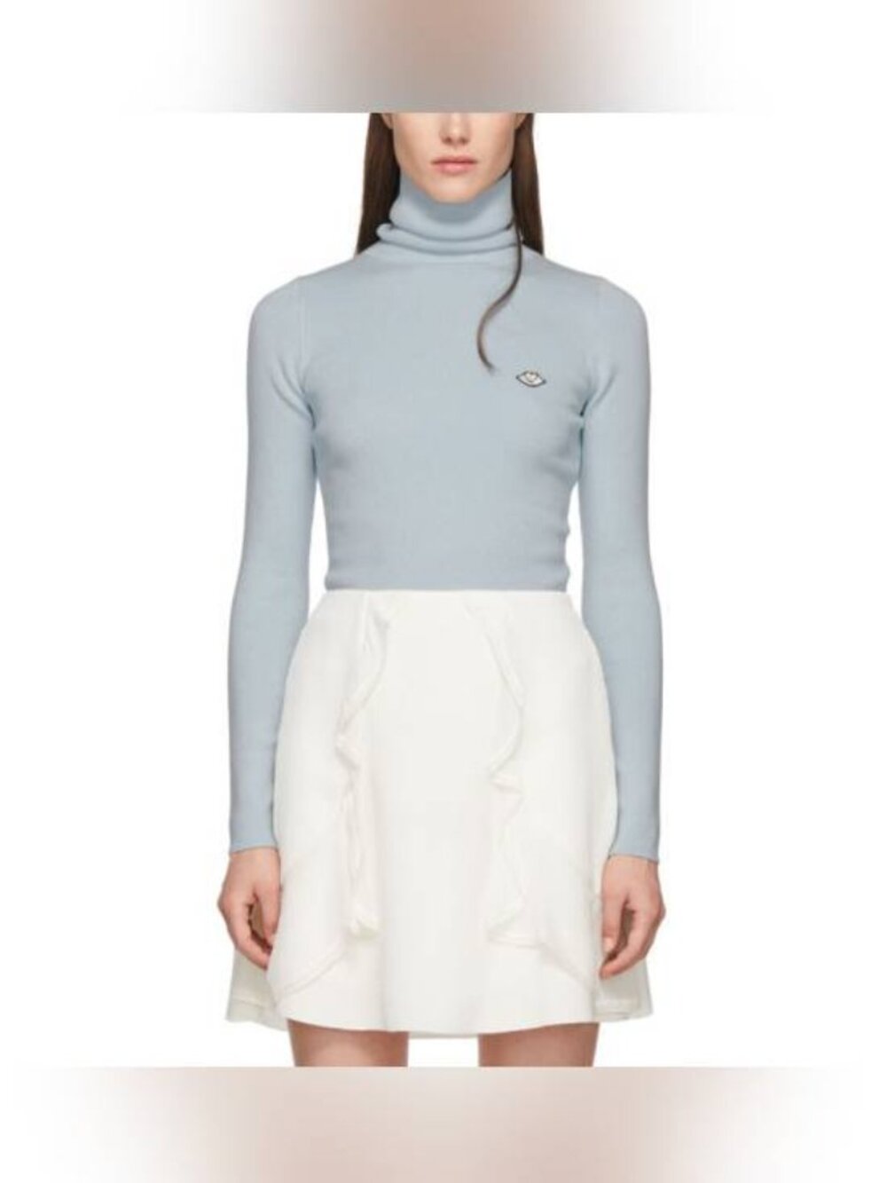 See by Chloe Dusty Blue Cotton & Wool Bisou Turtleneck